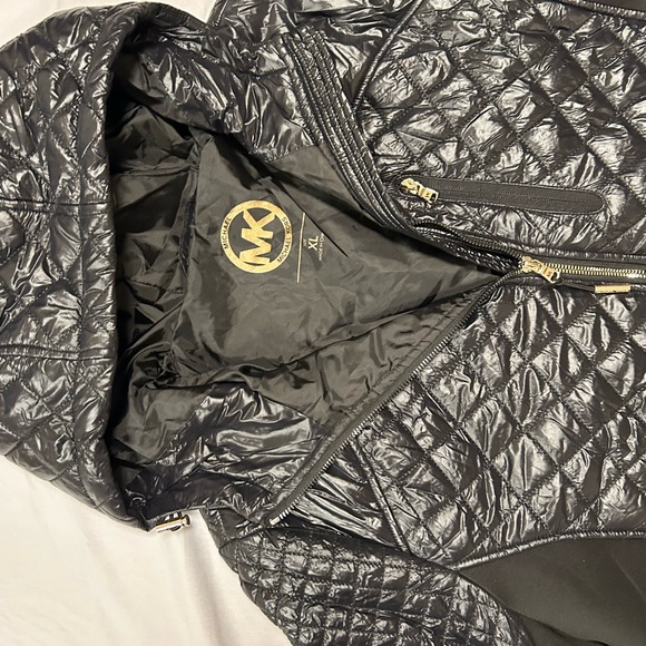 Women’s Michael Kors Puffer Jacket Bubble Moto Coat, Black, Hooded - Picture 4 of 6